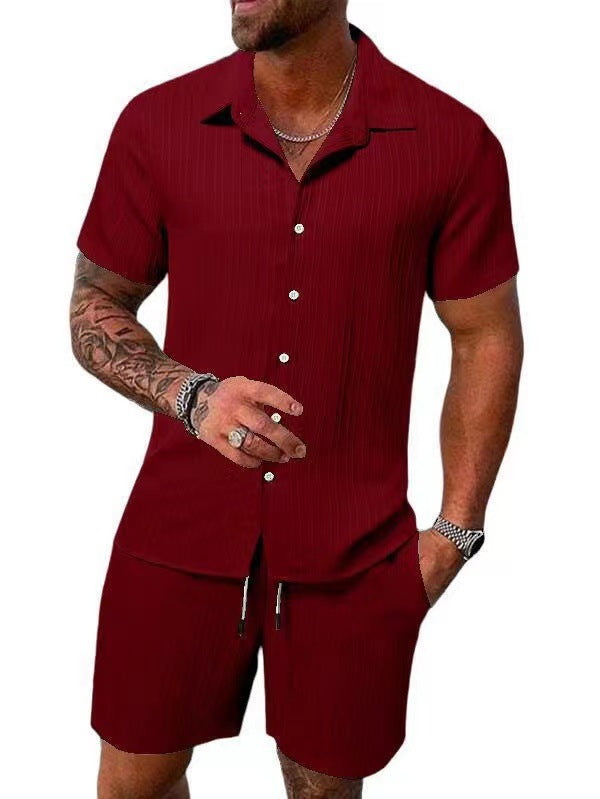 Herren atmungsaktives Sport-Set mit Kurzarm-Hemd und Shorts R&B