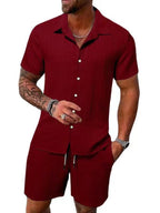 Herren atmungsaktives Sport-Set mit Kurzarm-Hemd und Shorts