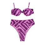 Damen Hochgeschnittener Bikini mit elegantem ZR&Bra-Muster R&B