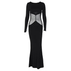 Damen Elegantes Maxikleid mit transparenter Taillenpartie R&B