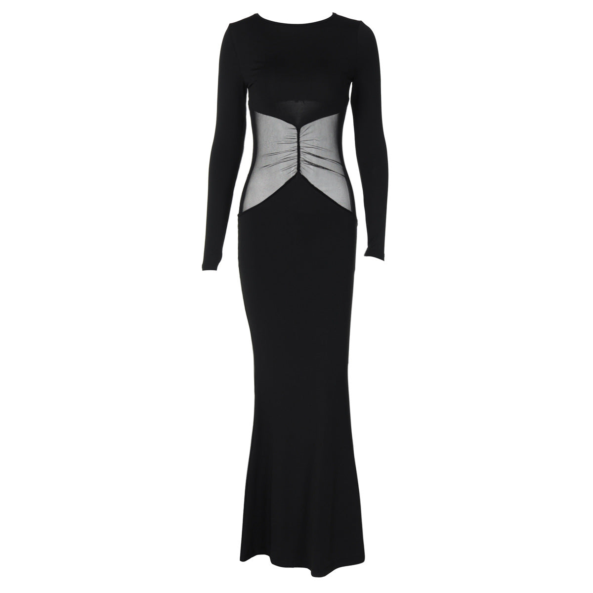 Damen Elegantes Maxikleid mit transparenter Taillenpartie R&B