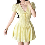 Damen Kurzärmeliges Sommerkleid mit raffinierten Rüschendetails und BindR&Band R&B