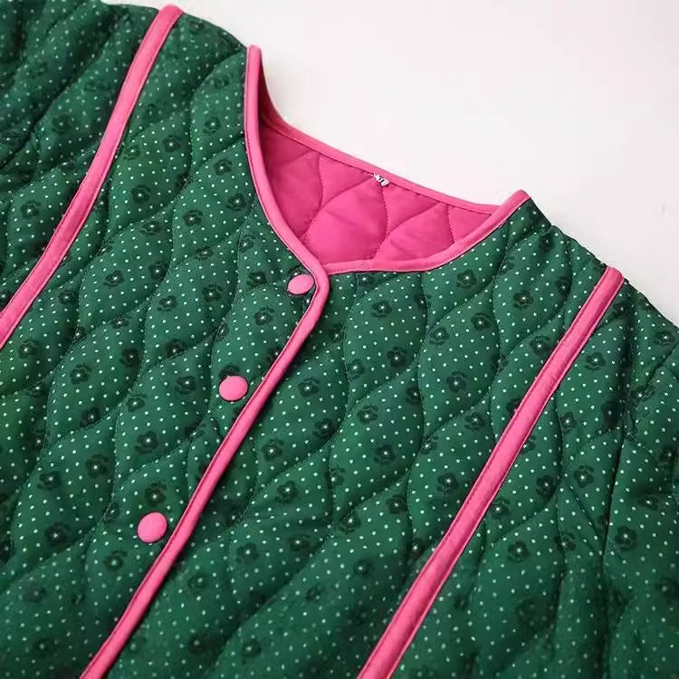 Damen gesteppte Freizeitjacke mit kontrastierenden Paspeln und eleganter Knopfleiste R&B