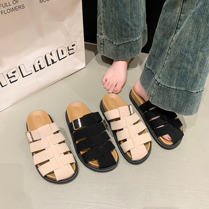 Damen Freizeitsandalen mit elastischen Riemen und modischem Verschluss EB
