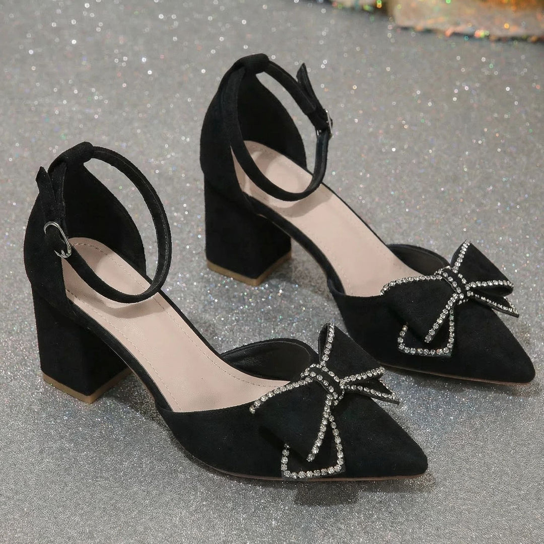 Damen elegante Slingback-Pumps mit funkelnden Schleifendetails R&B