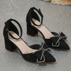 Damen elegante Slingback-Pumps mit funkelnden Schleifendetails R&B