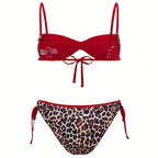 Damen Push-Up Bikini mit elegantem Animal-Print und verstellbaren Trägern R&B