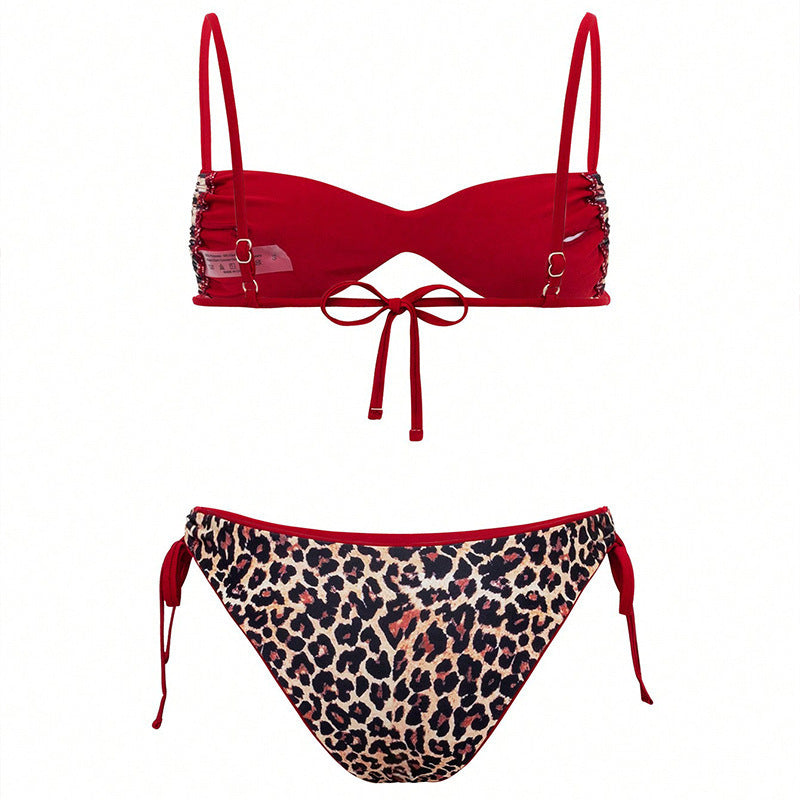 Damen Push-Up Bikini mit elegantem Animal-Print und verstellbaren Trägern R&B