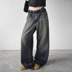 Damenweite Denim-Jeans im lässigen Chino-Stil mit hohem Bund R&B