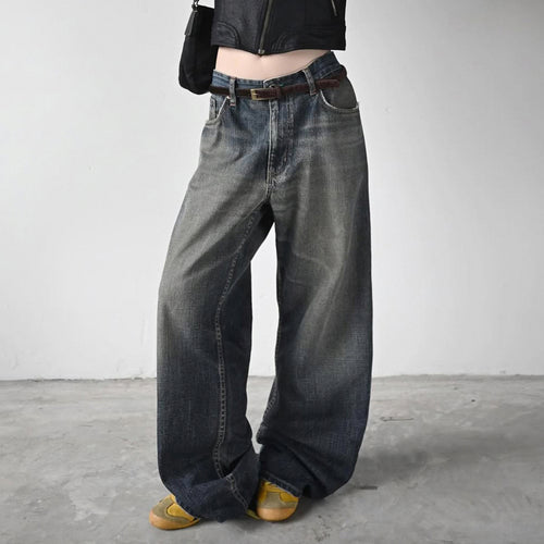 Damenweite Denim-Jeans im lässigen Chino-Stil mit hohem Bund R&B