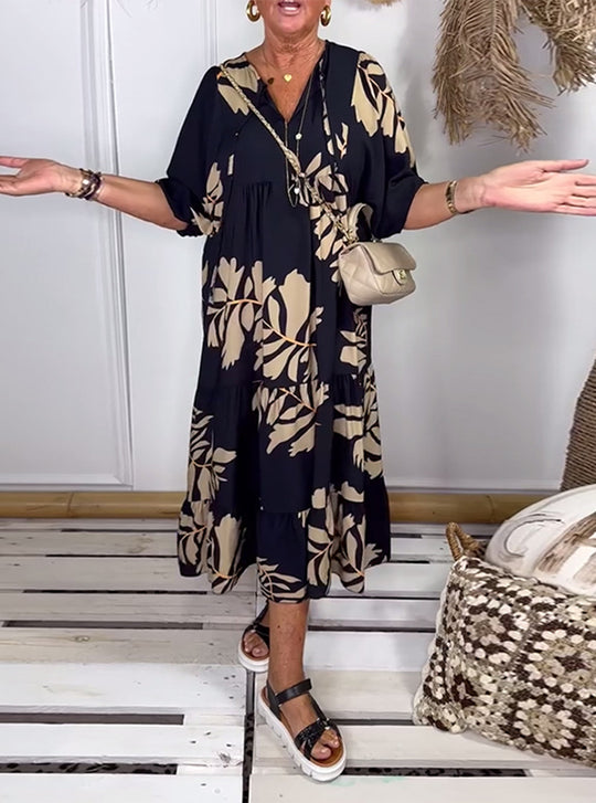 Damen Maxikleid mit floralem Design und fließendem Schnitt Heidi-Mode