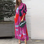 Damen Maxi-Hemdrobe mit buntem Kunstdesign R&B