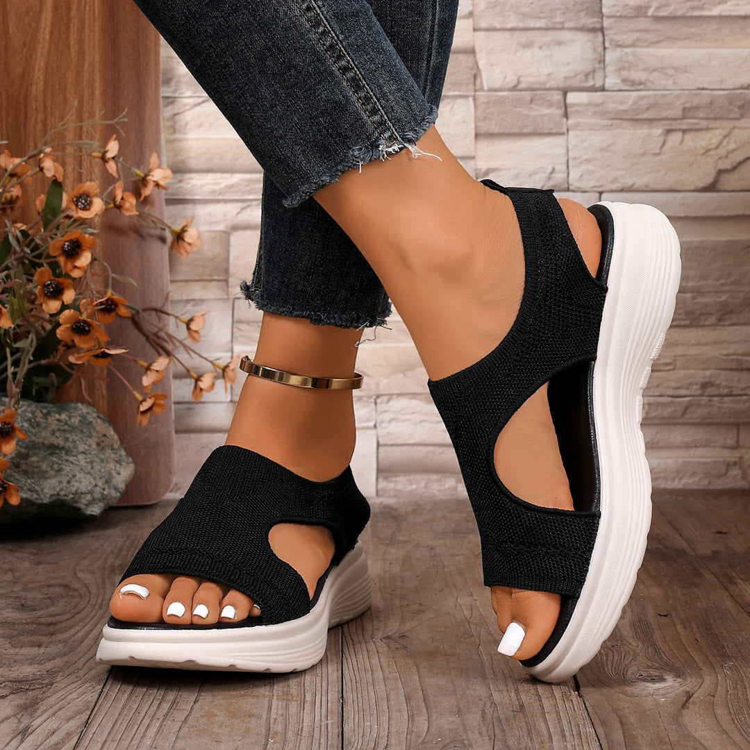 Damen Komfortable Keilsandalen mit atmungsaktiver Obermaterialstruktur und flexiblem Fußbett R&B