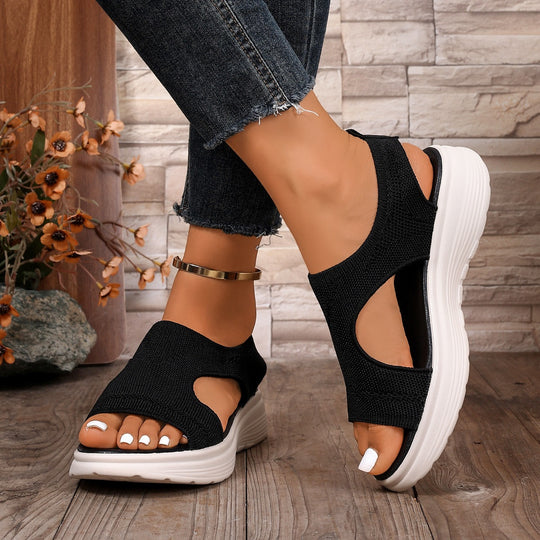 Damen Komfortable Keilsandalen mit atmungsaktiver Obermaterialstruktur und flexiblem Fußbett R&B