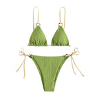 Damen Triangel-Bikini-Set mit raffinierter Struktur und verstellbaren BindR&Bändern R&B