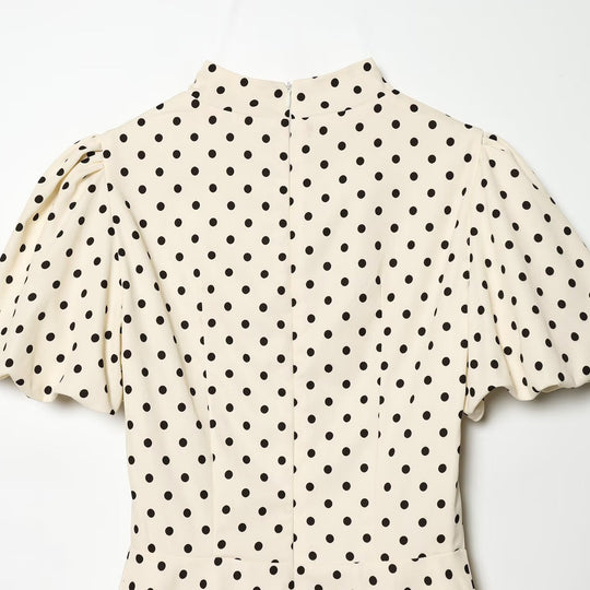 Damen A-Linien Kleid mit hochgeschlossenem Kragen und voluminösen Ärmeln R&B