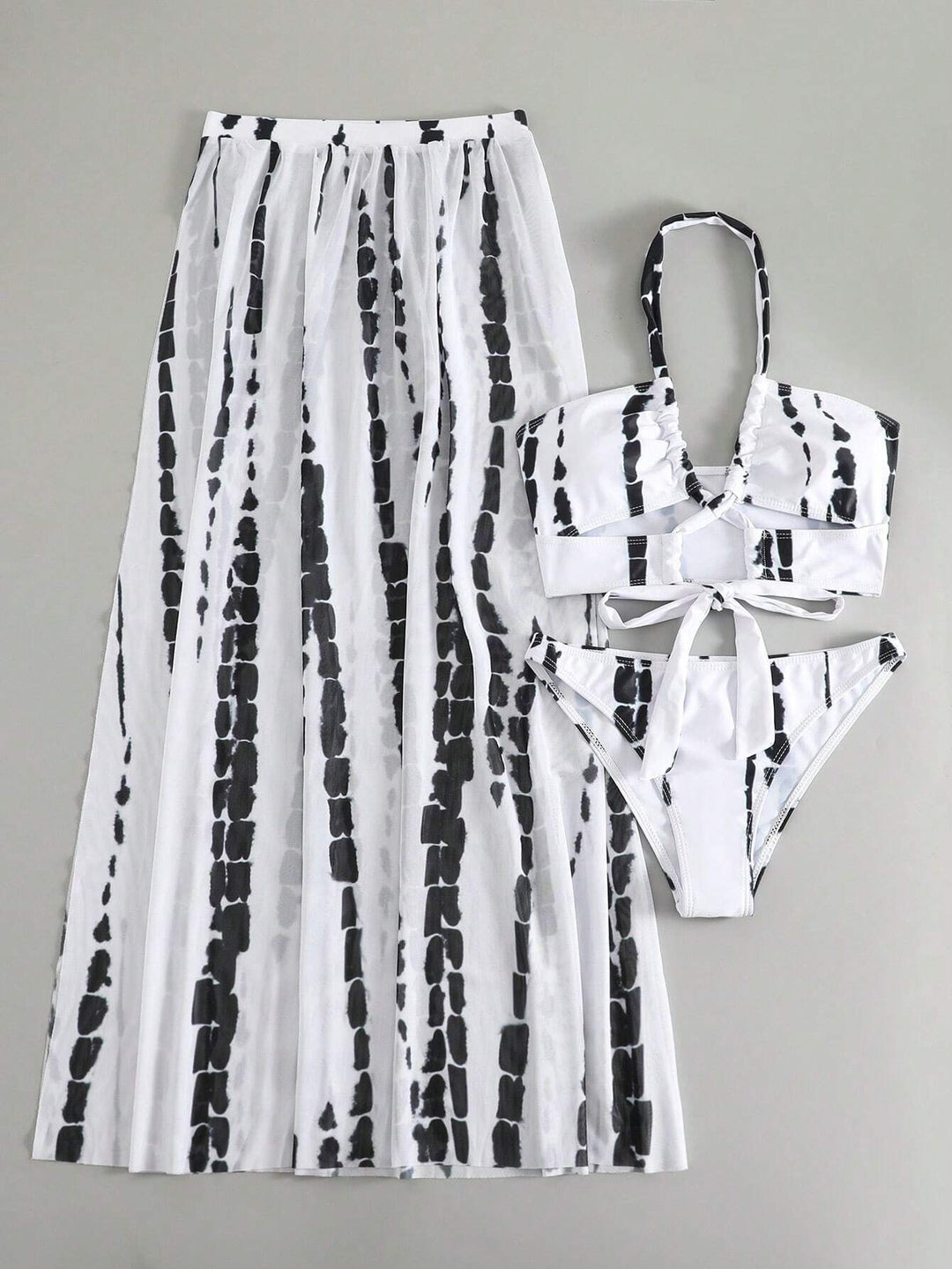 Damen Bikini-Set mit elegantem Maxirock und femininem Oberteil R&B