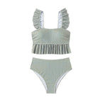 Damen Bikini-Set mit femininem Rüschendesign und hoher Taille R&B