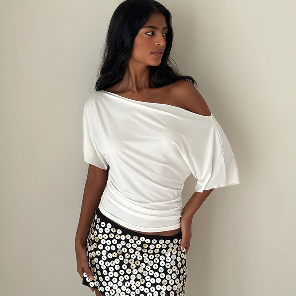 Damen Off-Shoulder Oberteil mit Drapierung R&B