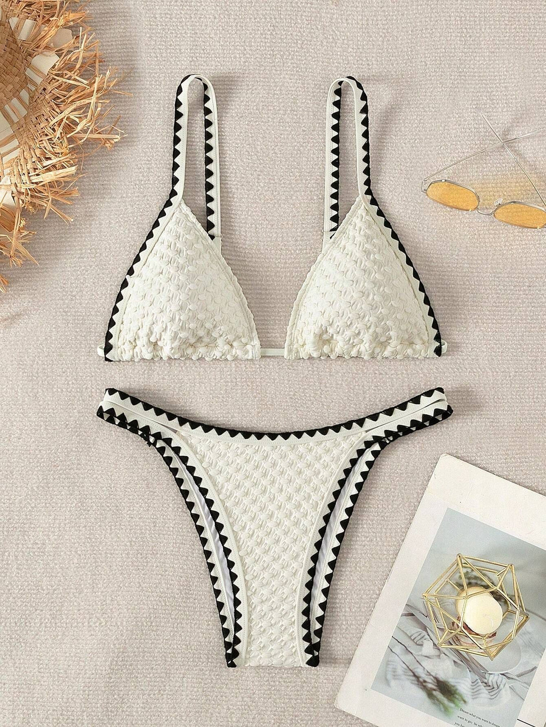 Damen Triangel-Bikini mit raffiniertem Häkelmuster R&B