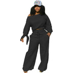 Damen Lässiges Two-Piece Set mit weitem Schnitt und Schulterfreiem Design R&B