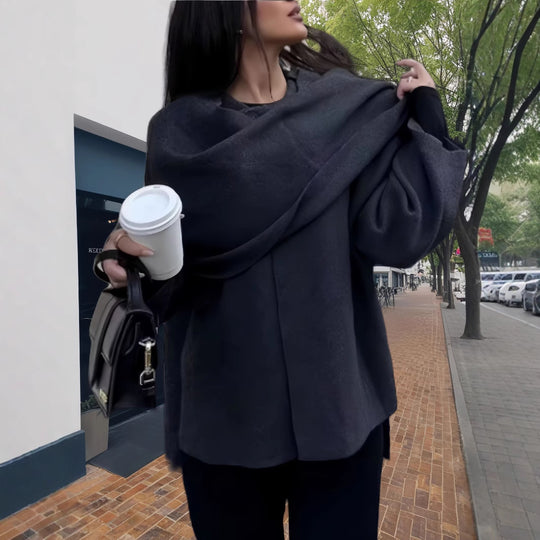 Damen elegante und gemütliche Capejacke R&B