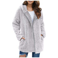 Damen Flauschige Kapuzenjacke im oversized Schnitt mit Eingrifftaschen und Reißverschluss R&B