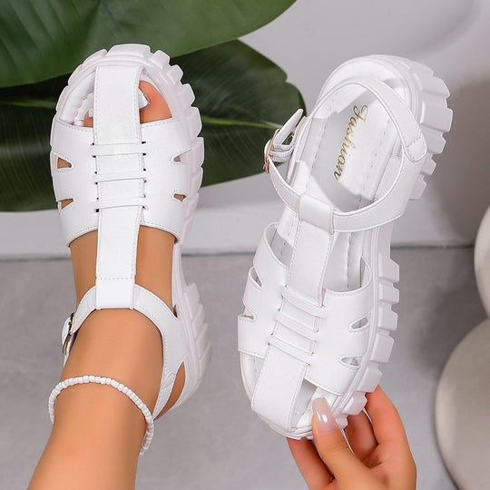 Damen Sportliche Plateau-Sandalen mit robustem Riemen-Design R&B