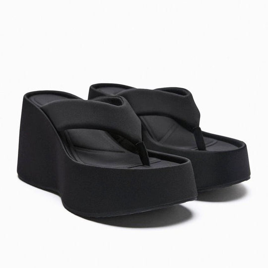 Damen Wedge-Sandalen mit komfortabler Zehensteg-Besonderheit und modernem Blockabsatz R&B