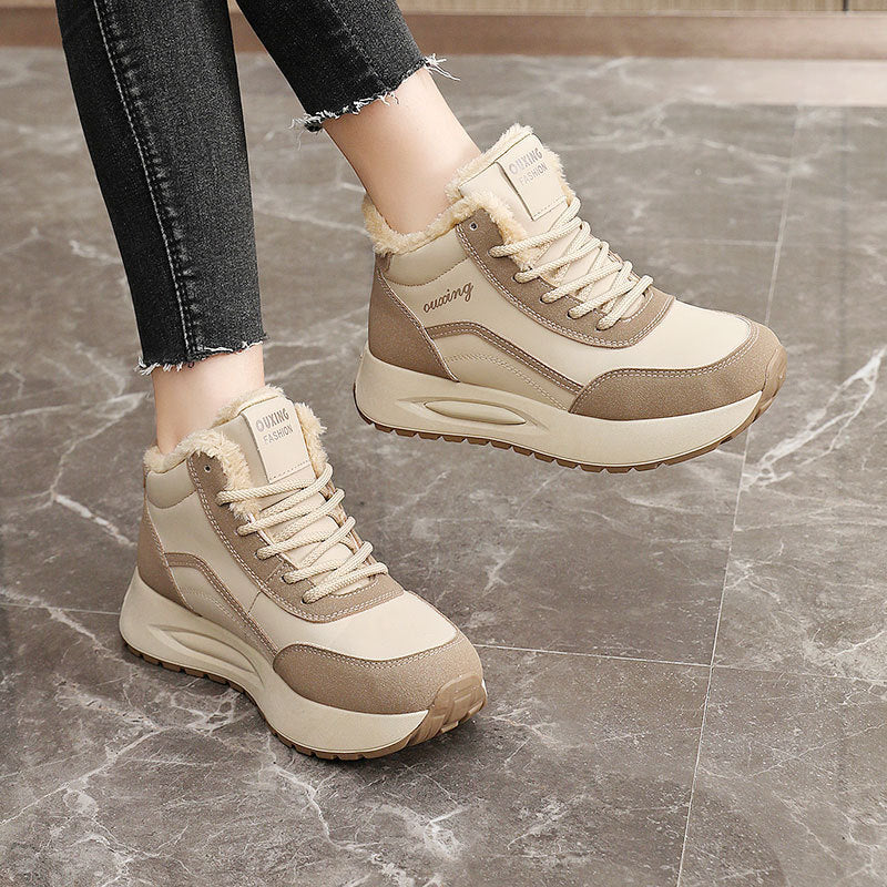 Damen Sportliche High-Top Sneakers mit warmem Fleece-Futter und rutschfester Sohle R&B