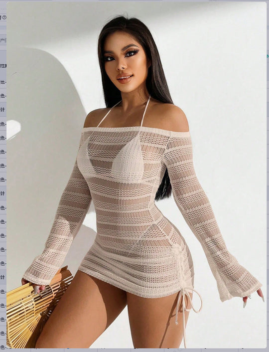 Damen Off-Shoulder Strandkleid R&B