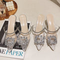 Damen Elegante transparente Mules mit Strassdetails und modischem Design R&B