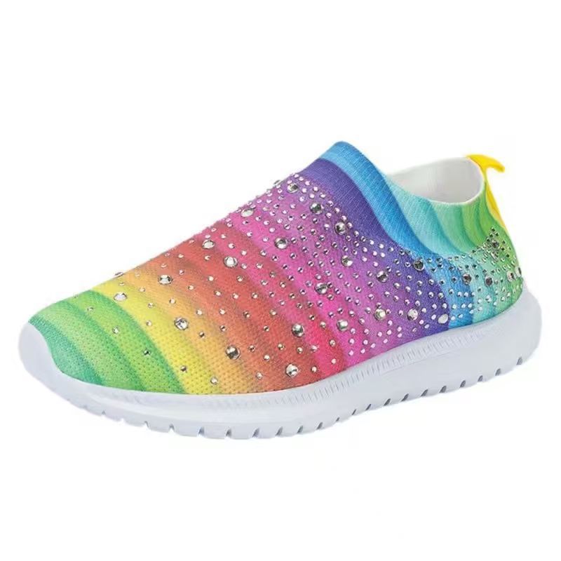 Damen sportive Slip-On Sneakers mit glitzernden Details R&B