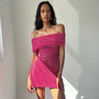 Damen Offshoulder Minikleid mit innovativem Drapierungsdesign R&B