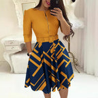 Damen Kleid mit modischem Zip-Design und betontem Taillenbund R&B