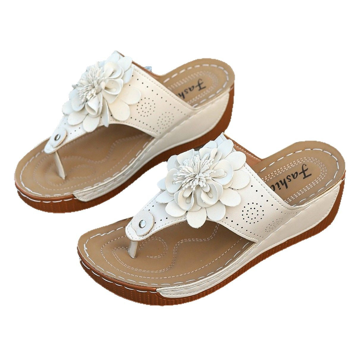 Damen Blumenschmuck Zehentrenner-Sandalen mit gepolsterter Sohle R&B