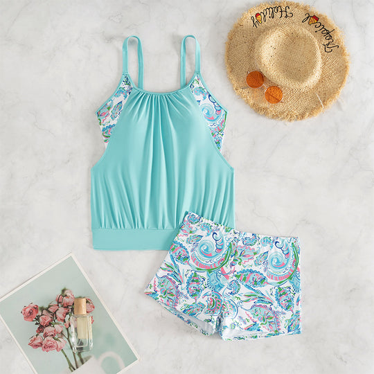 Damen Tankini-Set mit floralem Muster und bequemen Shorts R&B