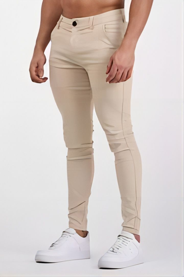 Herren eng anliegende Chinohose mit elastischem Bund und stylishem Design R&B