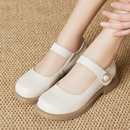Damen Elegante Mary Jane Ballerinas mit modischem Riemen und bequemem Fußbett R&B