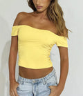 Damen Off-Shoulder Cropped Top mit Rüschendetails
