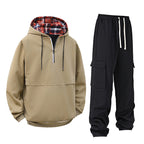 Damen lässiger Hoodie mit Druckknopf und Cargo-Hose R&B