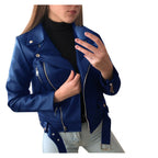 Damen Kunstleder Bikerjacke mit Zierelementen