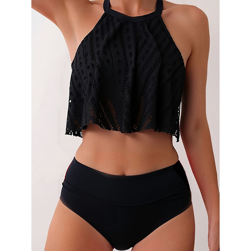 Damen Bikini-Set mit lässigem Crop-Top und hochtaillierten Höschen R&B