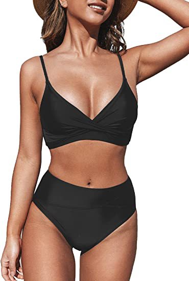 Damen Bikiniset mit hohem Bund und Wickel-Oberteil R&B