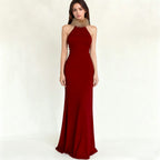 Damen Elegantes Maxikleid mit luxuriösem Kunstpelzkragen R&B