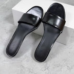 Damen elegante Slides mit breitem Satin-Riemen und komfortablem Fußbett R&B
