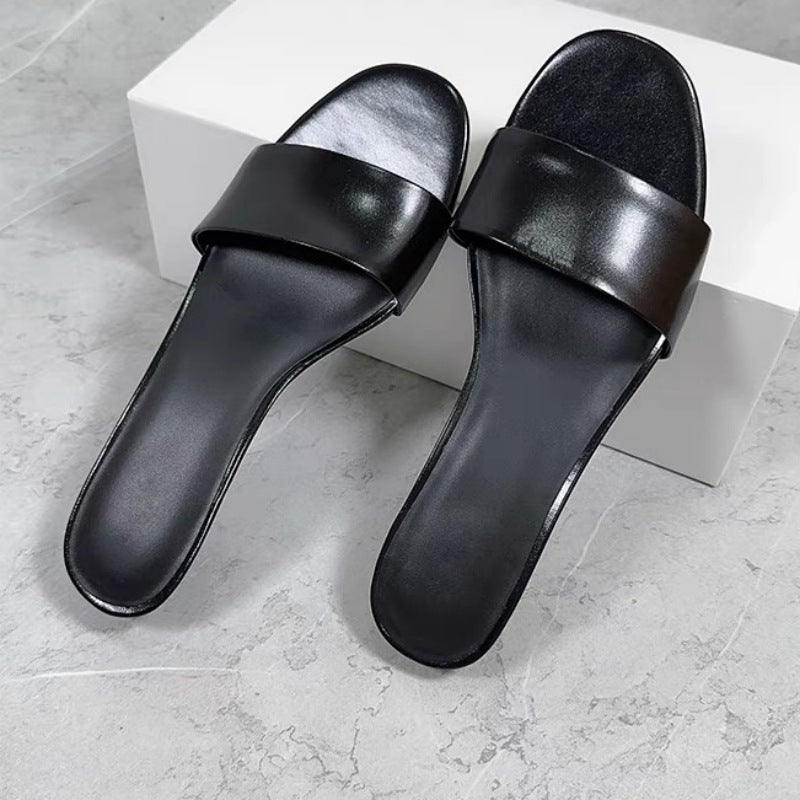 Damen elegante Slides mit breitem Satin-Riemen und komfortablem Fußbett R&B