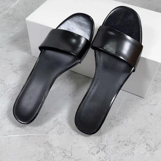 Damen elegante Slides mit breitem Satin-Riemen und komfortablem Fußbett R&B