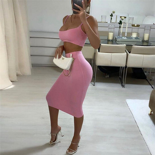 Damen figurbetontes Tube-Top und Bleistiftrock Set R&B