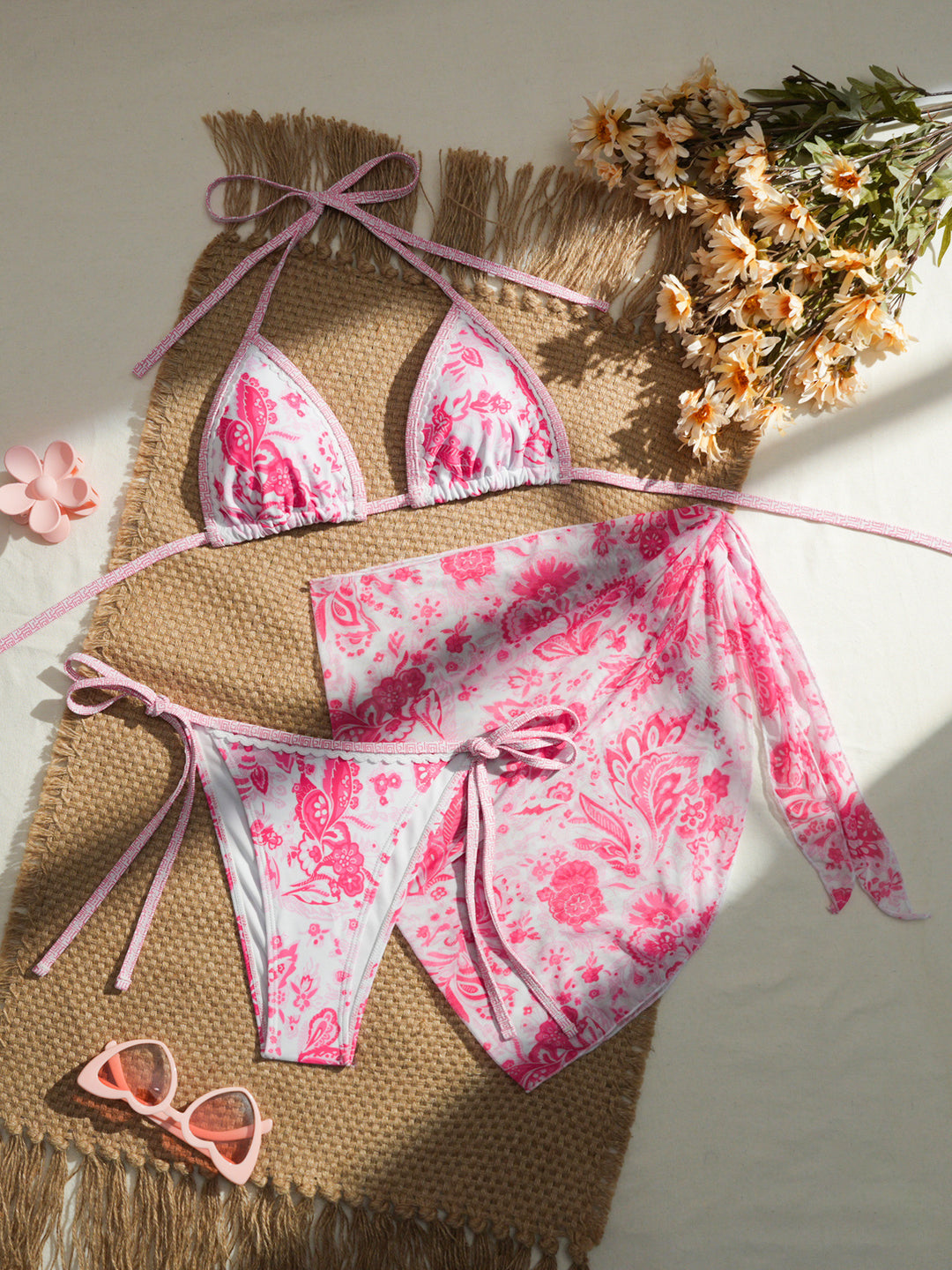 Damen Triangel-Bikini mit floralem Design R&B